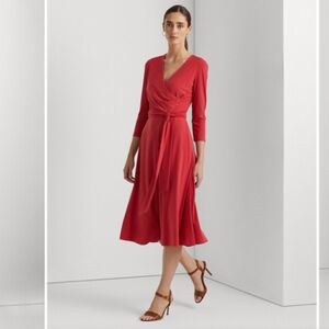 Ralph Lauren Red Soft Jersey Wrap Dress A-Line-Sz 2